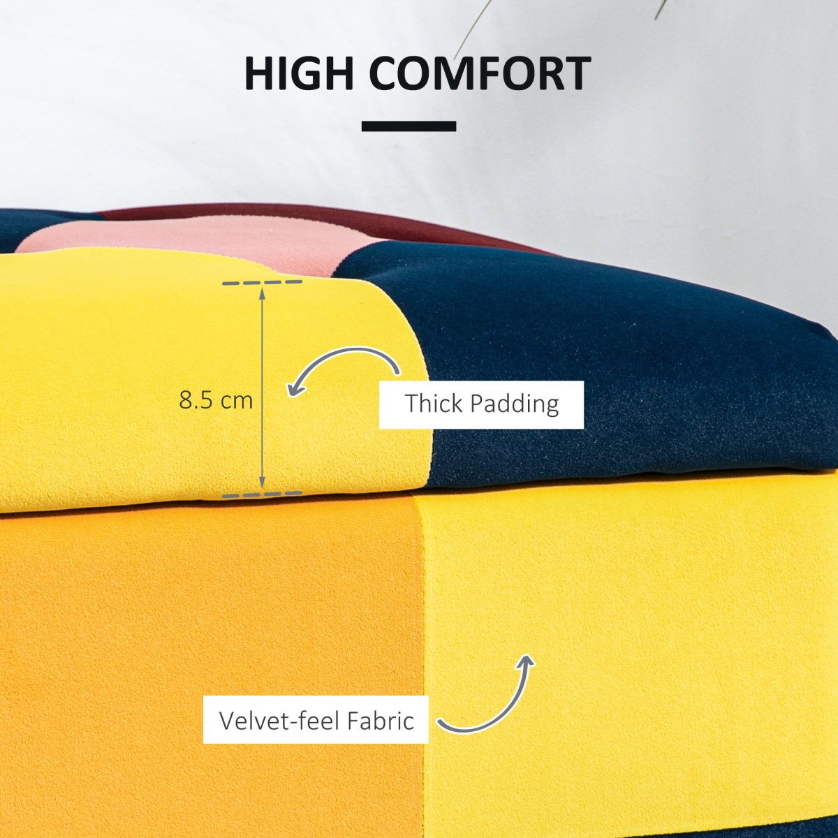 114 x 47 x 47cm Velvet Storage Ottoman, Button-tufted Footstool Box