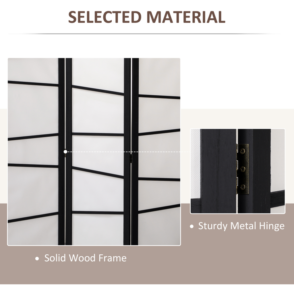 Folding Room Divider 3 Panel Privacy Screen Protector with Wooden Frame