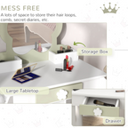 ZONEKIZ Kids Vanity Table Set, Beauty Flower Design, for Ages 3-6 Years - White