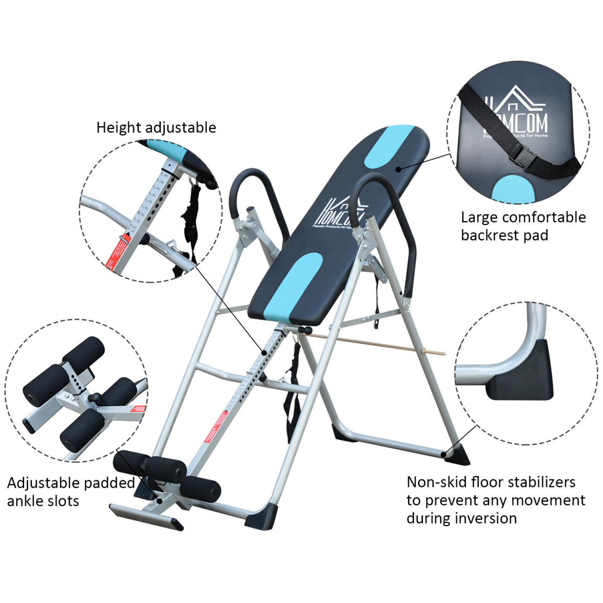 Foldable Therapy Gravity Inversion Table AB Exercise Bench Home Fitness