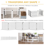 Freestanding Pet Dog Gate 6 Panel Foldable Wooden Playpen 432cm Long Pawhut
