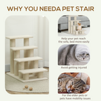 Pet Ramp Stairs 4 Steps Cat Tree Ladder Safety Steps Climbing Frame Brown