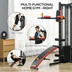 Multi Gym Workout Station with Sit Up Bench, Push Up Stand, Dip Station