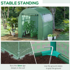 Polytunnel Greenhouse for Garden W/ Mesh Window and Steel Frame, 1.8 x 1.8 x 2 m