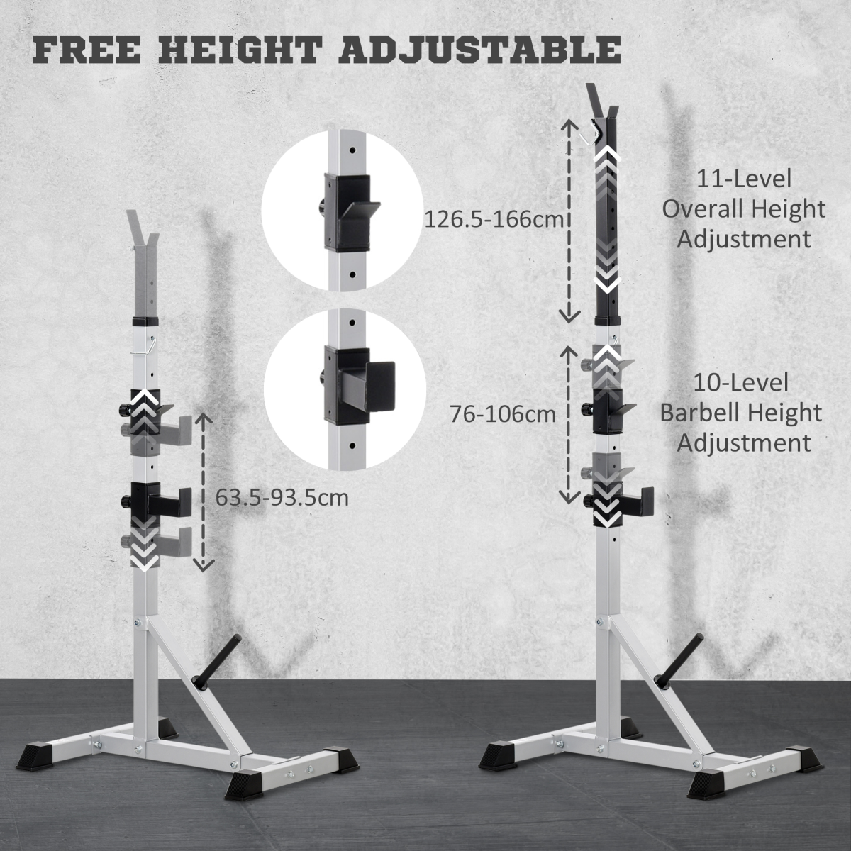 Adjust Pair of Barbell Squat Racks Stand Weight Lifting Bench Press Gym HOMCOM