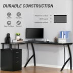 L-Shaped Corner PC Desk Table w/ Drawer Home Office Workstation, Black HOMCOM