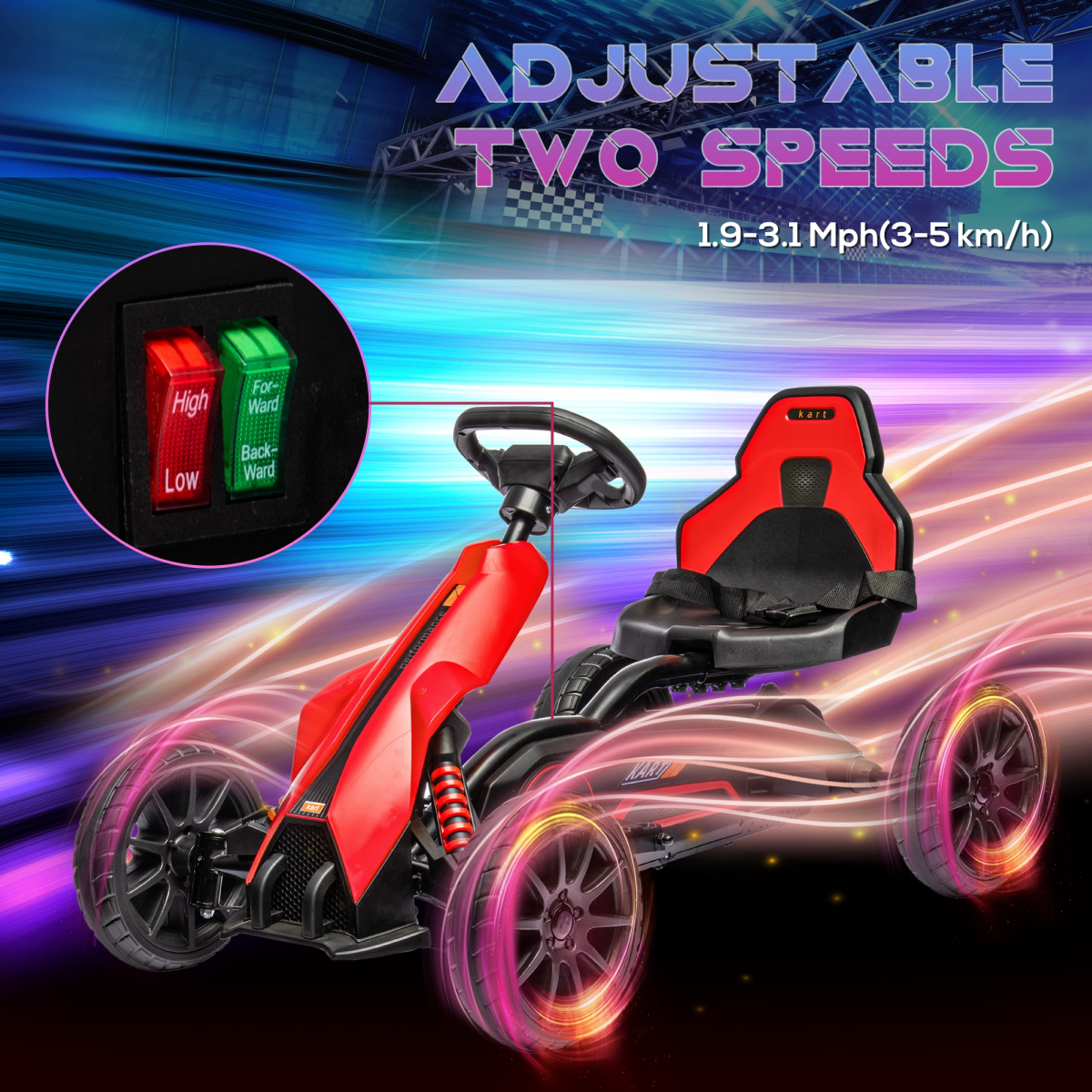 12V Electric Go Kart with Forward Reversing 2 Speeds for 3-8 Yrs - Red
