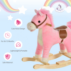 Kids Plush Rocking Horse with Moving Mouth Tail Sounds 18-36 Months Pink