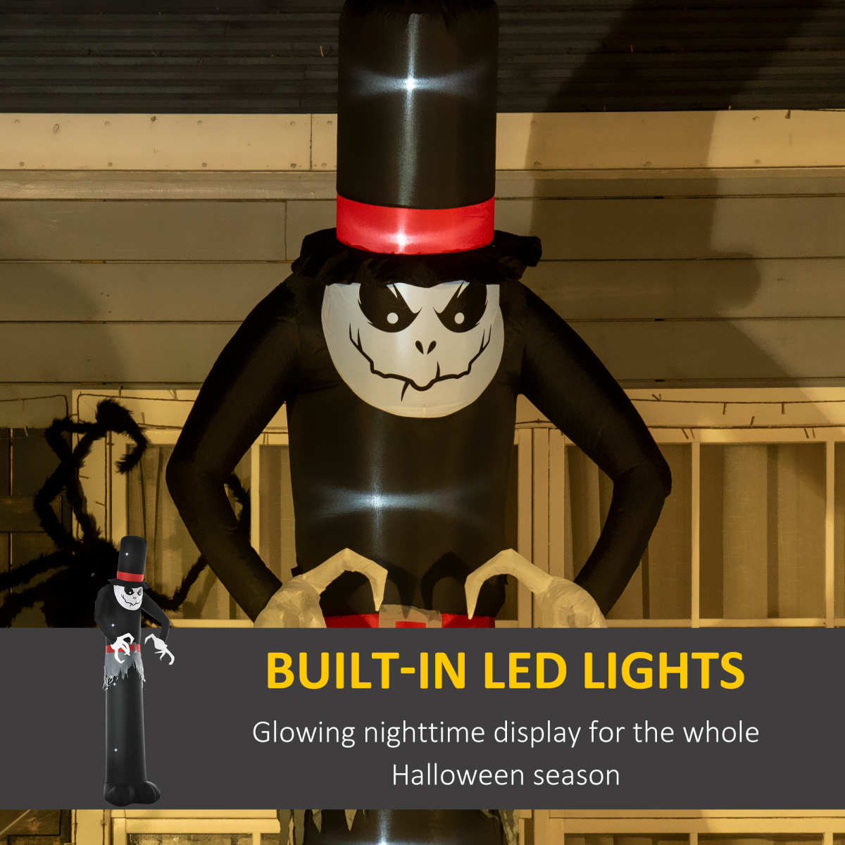 LED Inflatable Halloween Ghost with Tall Hat — 10ft