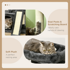 Cat Rest & Play Activity Tree w/ 2 House Perch Scratching Post Black Pawhut