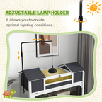 PawHut Tortoise House with Adjustable Lamp Holder, Openable Lid, Dual Main Houses