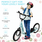 90-96cm Kids Kick Scooter Adjustable Handlebar Inflatable Wheels Blue