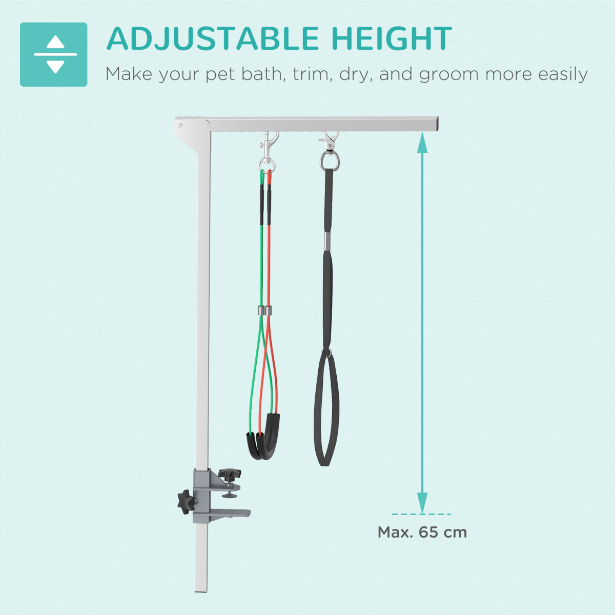 Adjustable Pet Grooming Arm Foldable Grooming Holder with Clamp, for Medium Dogs