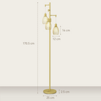 Industrial 3-Light Floor Lamp Dimmable Standing Lamp, Gold