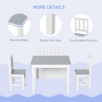 4-Piece Set Kids Wood Table Chair Bench Storage Function for 3 Years+ HOMCOM