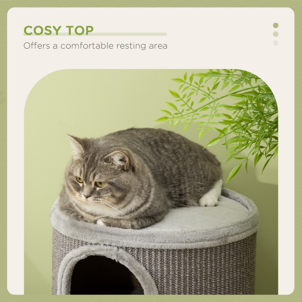 Cat Barrel Kitten Tree Tower for Indoor Cats, Covered with Sisal, Cosy Platform