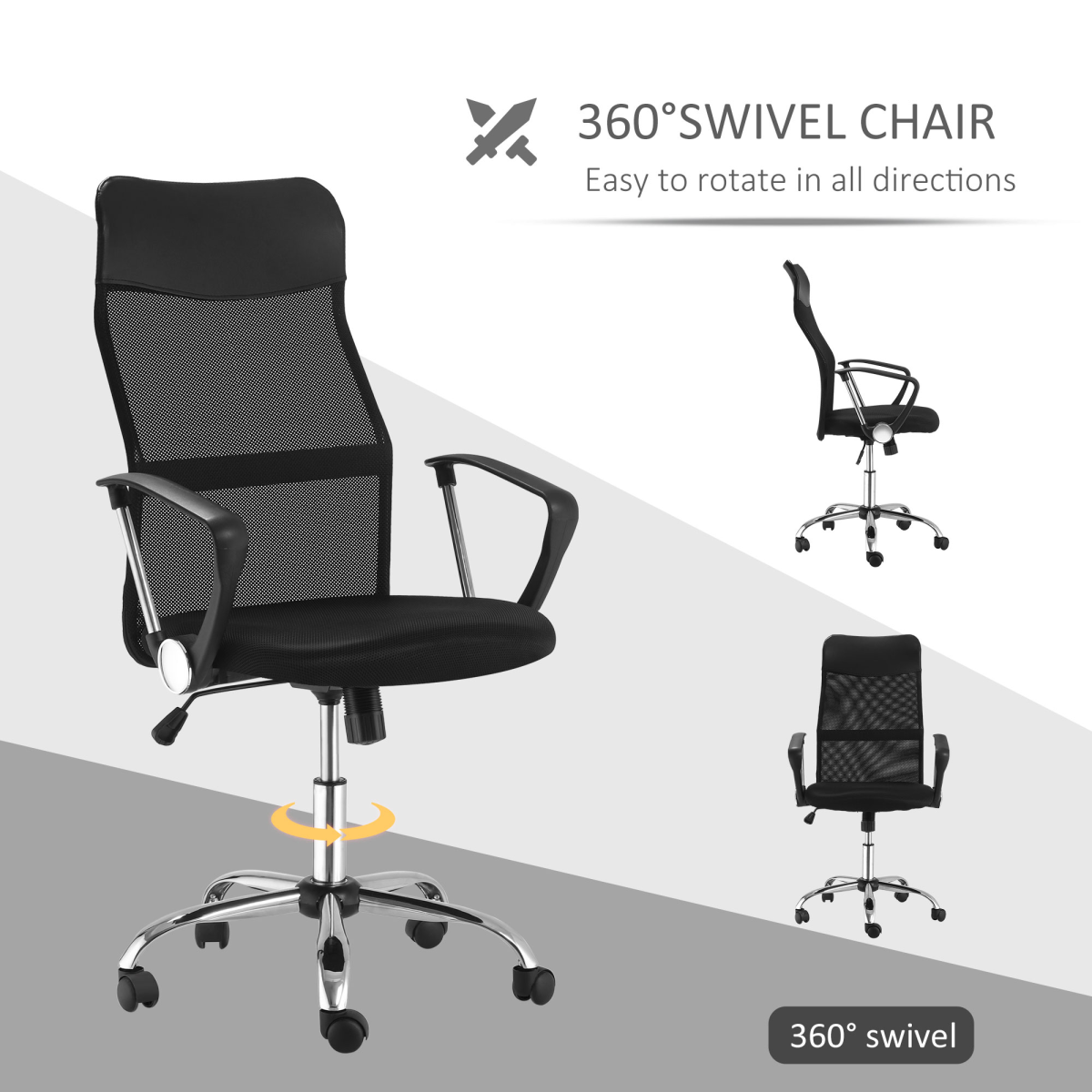 Executive Office Chair High Back Mesh Chair Seat Office Desk Chairs, Black