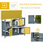 Two-Tier Wooden Rabbit Hutch Bunny Run with Openable Roof, Slide-Out Tray, Ramp