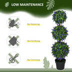 Set of 2 Potted Artificial Plants Ball Tree with Lavender Flowers, 110cm