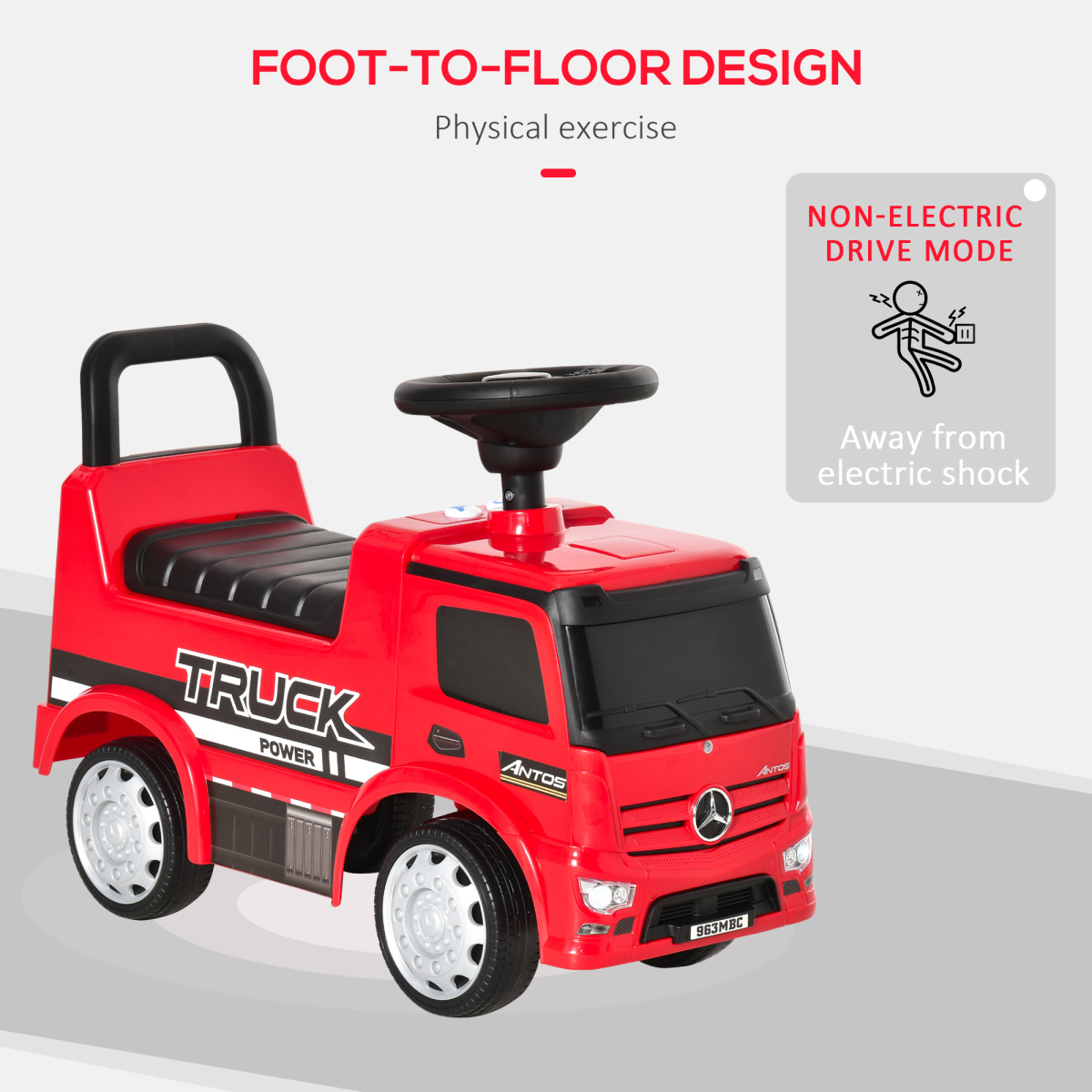 3-in-1 Ride On Car Kids Mercedes Truck Storage for 12 - 36 Months Red