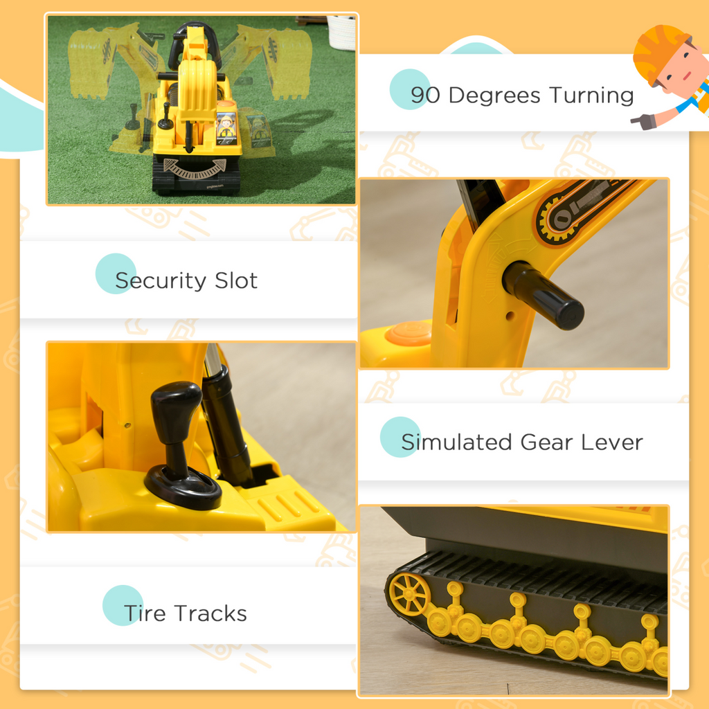 Ride On Excavator Toy Tractors Digger Movable Walker Construction Truck