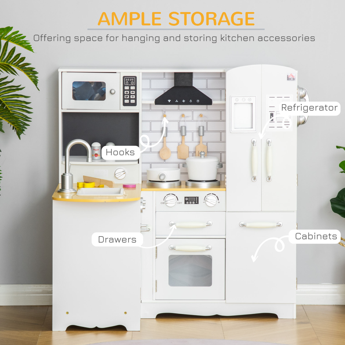 Large Kitchen Playset w/ Full Accessories - White