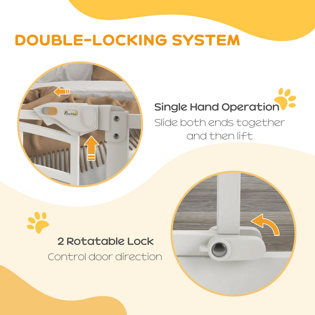 PawHut Pressure Fit, Safety Gate Dog Gate with Small Cat Door Opening, 74-80cm