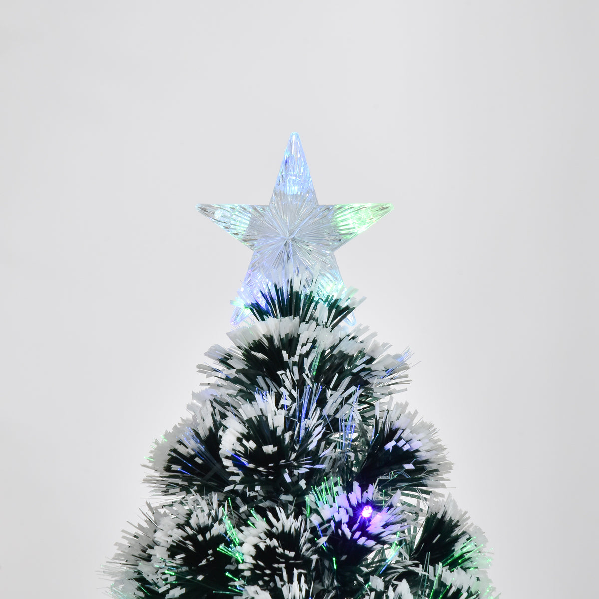 4ft Artificial Prelit Christmas Tree Snow Tree LED Fiber Optics Green White