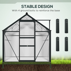 Polycarbonate Walk-In Garden Greenhouse Aluminium Frame with Slide Door 6 x 10ft