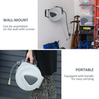 Retractable Air Hose Reel 10m+90cm Hose Diameter 3/8" 9.5mm Hose Connector 1/4"