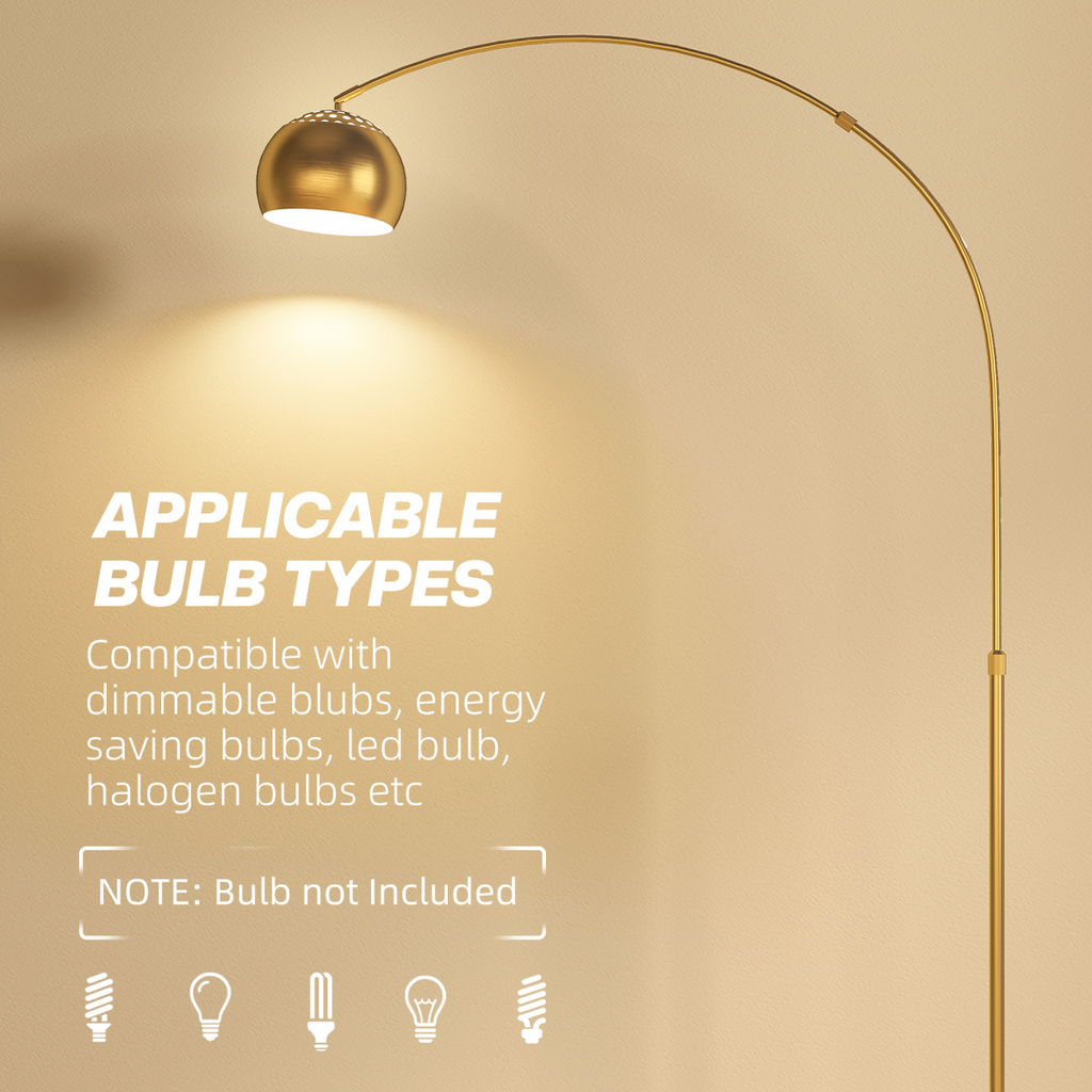 Arc Floor Lamp for Living Room, Free Standing Tall Lamp, Gold Tone