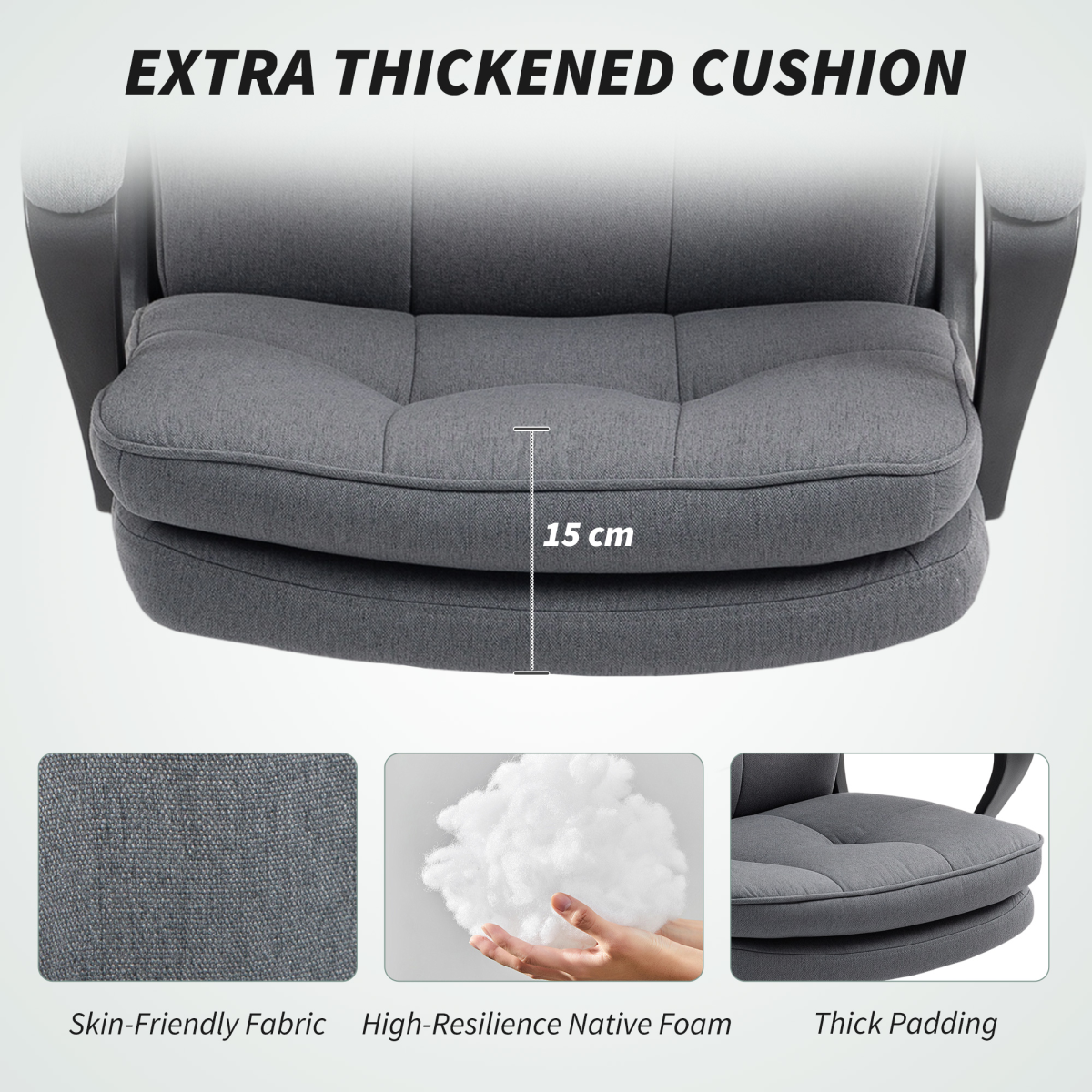 Fabric Office Chair, Computer Desk Chair for Home, Charcoal Grey