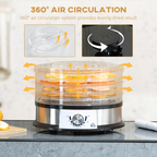 5-Tier Food Dehydrator — 250W, Silver