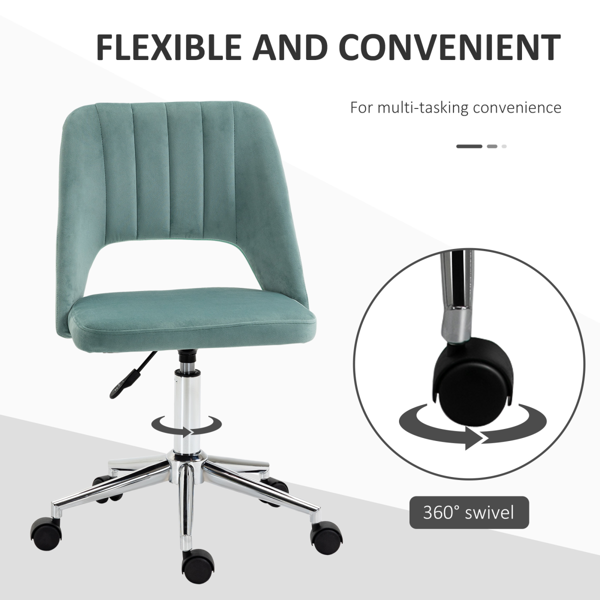 Swivel Office Chair Velvet Fabric Scallop Shape Computer Desk Chair Green