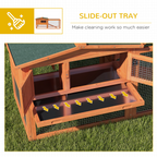Rabbit Hutch and Run Outdoor Sliding Tray Hay Rack Ramp, 156x58x68 cm Pawhut