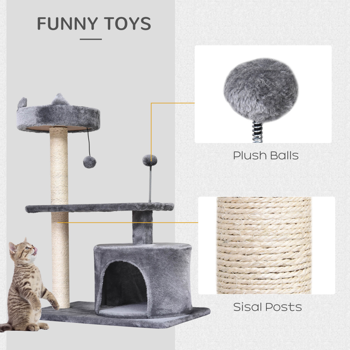81cm Cat Tree Scratching Post Tower for Kitten Large Cats Activity Centre House