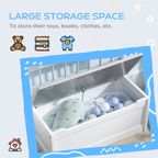 Two-In-One Wooden Toy Box, Kids Storage Bench w/ Safety Rod - Grey