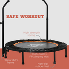 40" Foldable Mini Fitness Trampoline Rebounder Adjustable Foam Handle