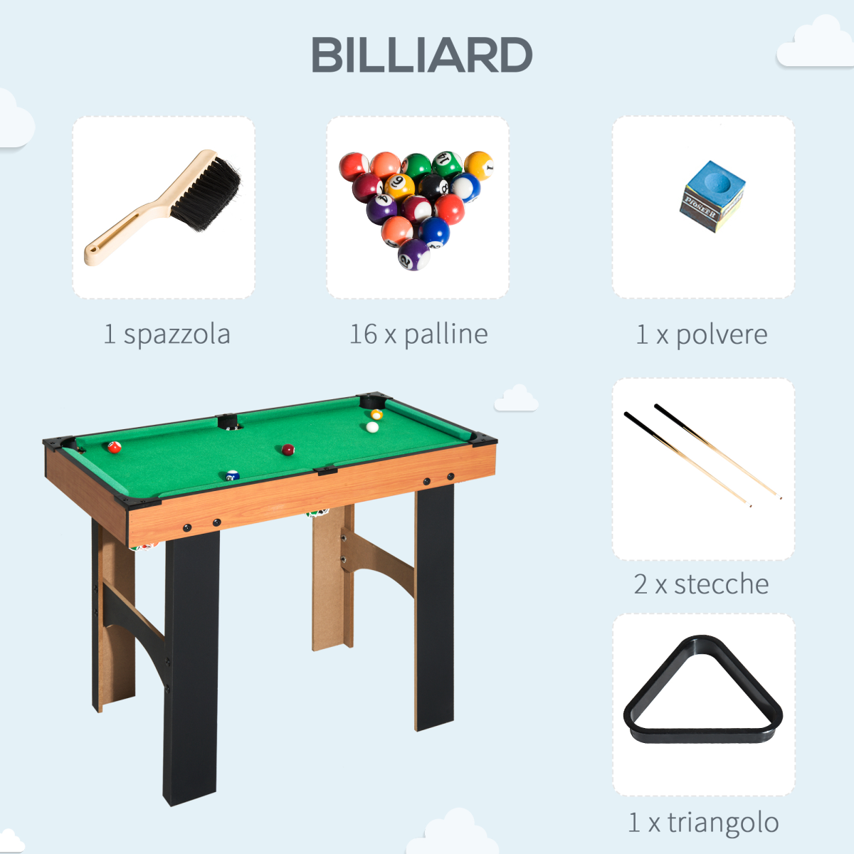 HOMCOM 4-In-1 Multi Games Table with Tennis Billiard Foosball Hockey 2 Types