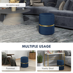 Round Pouffe, Storage Footstool with Cushioned Top, Hidden Space