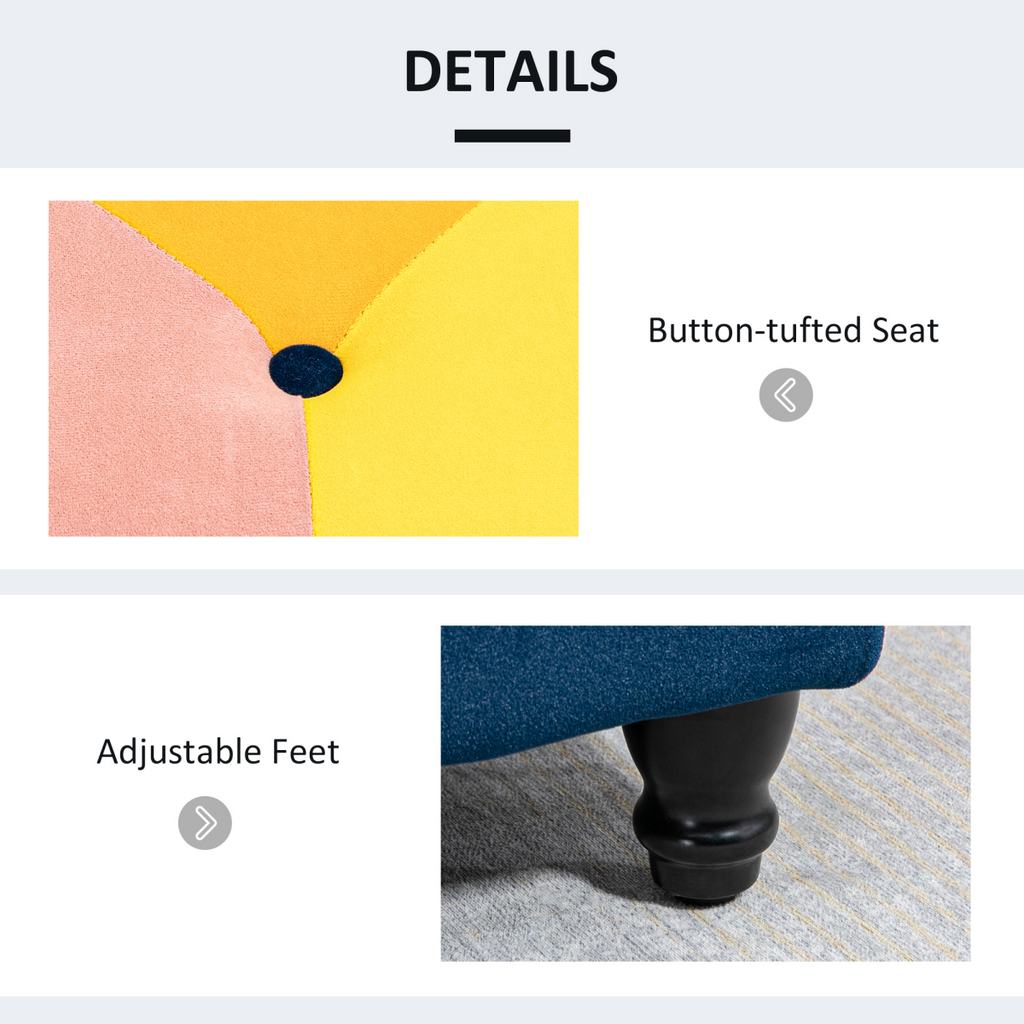 114 x 47 x 47cm Velvet Storage Ottoman, Button-tufted Footstool Box