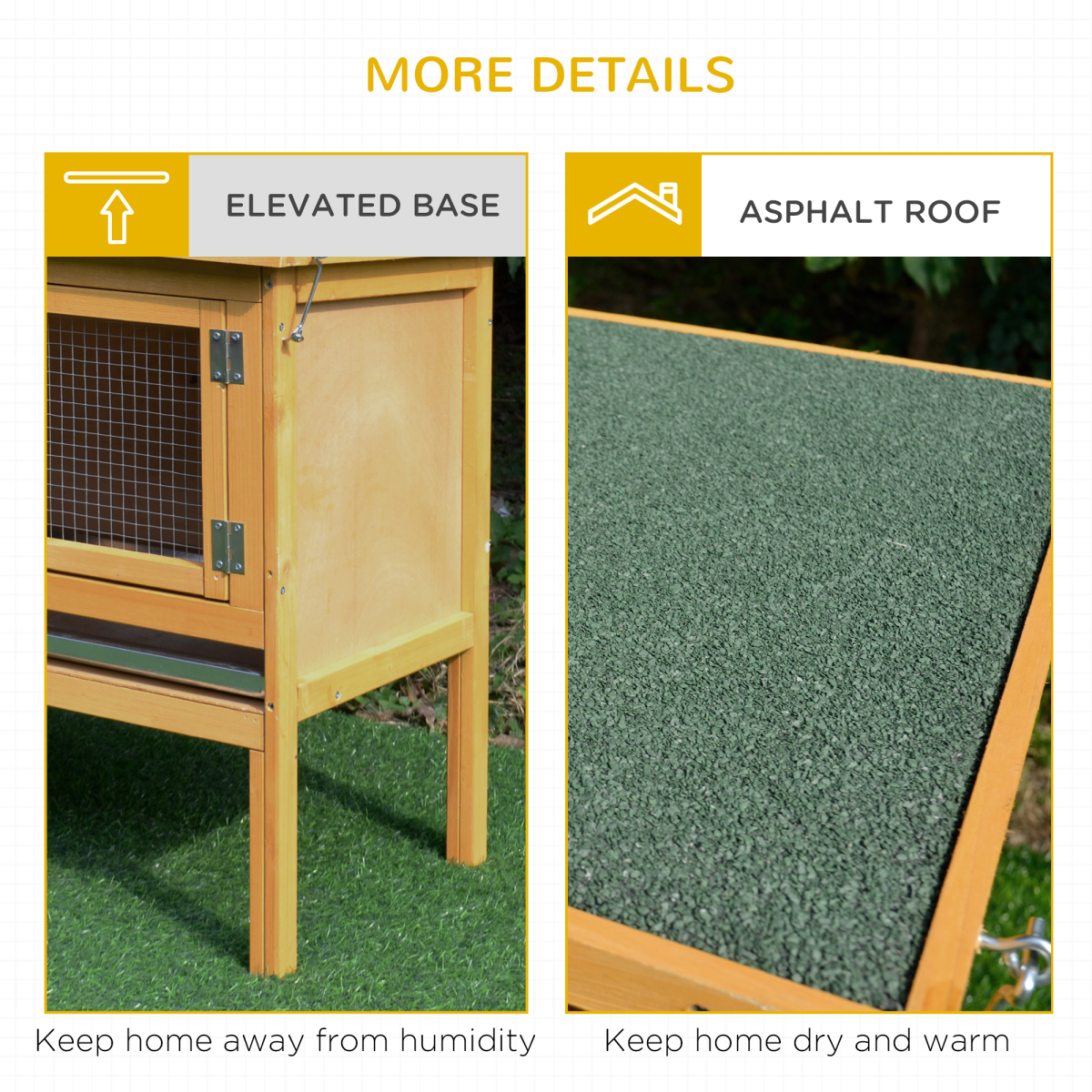 Wooden Rabbit Hutch Bunny Cage Outdoor Small Animal House with Hinged Top