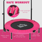 40" Foldable Mini Fitness Trampoline with Foam Handle, Pink