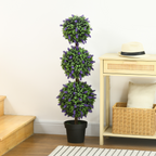 Set of 2 Potted Artificial Plants Ball Tree with Lavender Flowers, 110cm