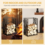 Heavy Duty Firewood Wood Log Rack Fireplace Wood Stacker Storage with 4 Tools