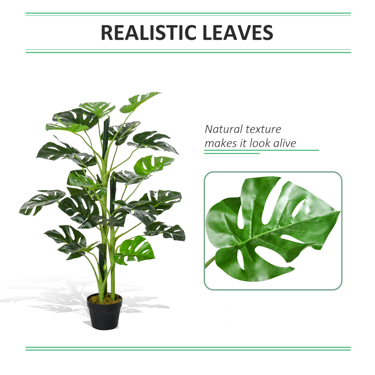 Artificial Monstera Tree 21 Leaves Palm Tree for Indoor Outdoor 1m