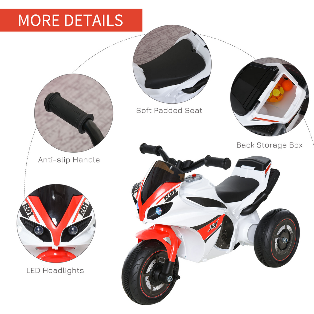 Kids Ride-On Police Bike 3-Wheel Vehicle with Music Lights 18-36 Mths