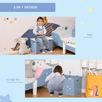 Kids Wooden Toy Box Children Storage Chest Organiser Side Handle Blue