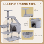 Deluxe Cat Tree Climb Post Kitten Scratching Condo Furniture Activity Pawhut