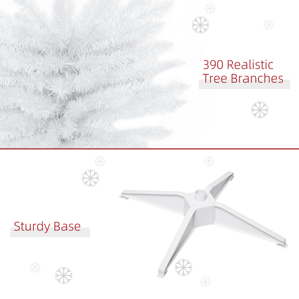 1.8m 6ft Artificial Pine Pencil Slim Christmas Tree with 390 Branch Tips White